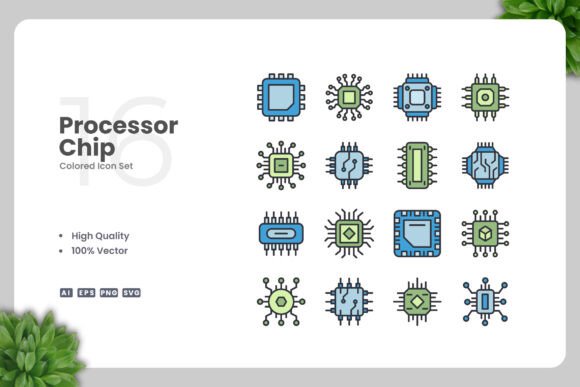 Designing with Processor Chip Colored Icons: Versatility in Visual Communication