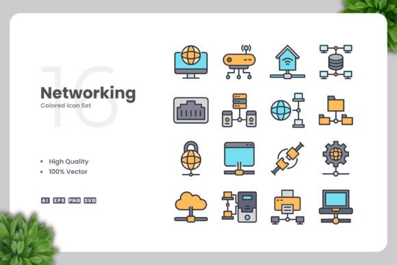 Elevate Your Brand with Networking Colored Icons
