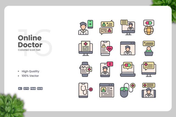 Evaluating Online Doctor Colored Icons for Digital and Print Projects