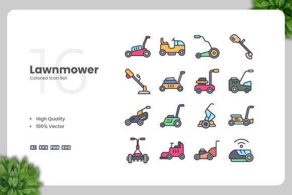 Lawnmower Colored Icon: Simple Design for Every Project