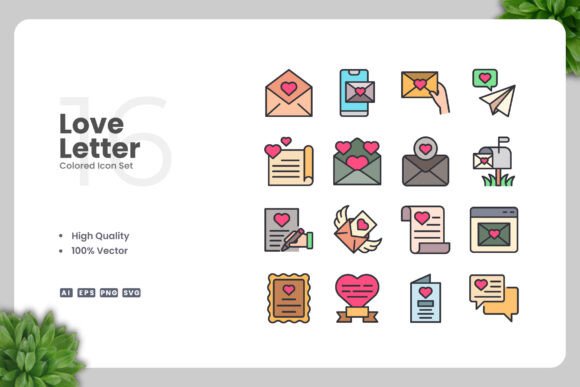 Love Letter Colored Icons