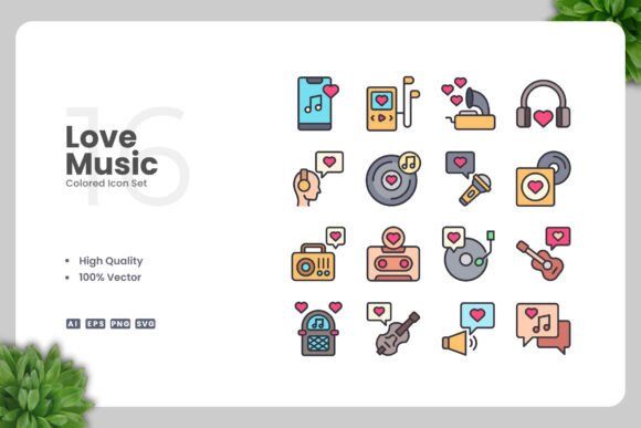 Love Music Colored Icons: A Versatile Design Solution for Modern Creatives