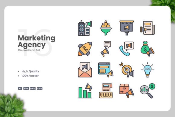 Marketing Agency Colored Icons