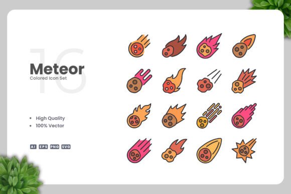 Meteor Colored Icons: Versatile Vector Graphics for Digital and Print Projects
