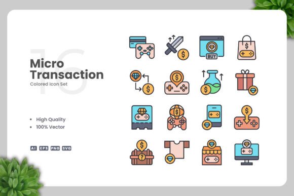 Microtransaction Colored Icons for Clean Design