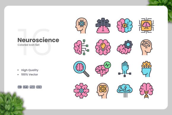 Neuroscience Colored Icons for Modern Design