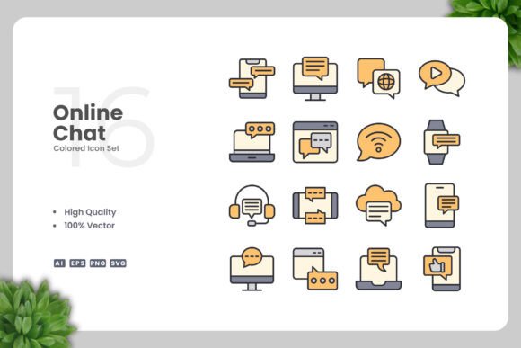 Online Chat Colored Icons for Modern Design