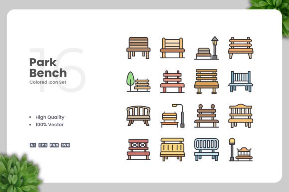 Park Bench Colored Icons: A Strategic Asset for Consistent Visual Communication