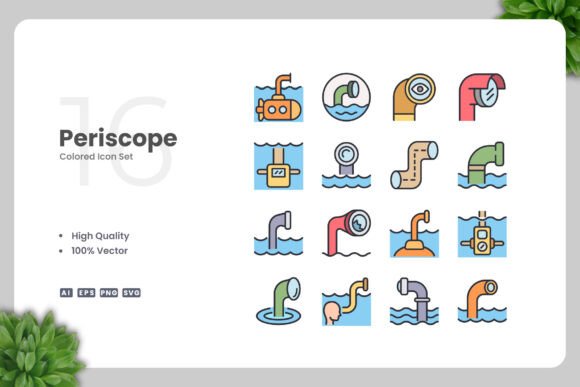 Periscope Colored Icons: Clean Vector Design