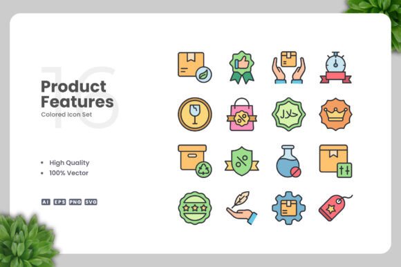 Product Features Colored Icons for Clear Visual Communication