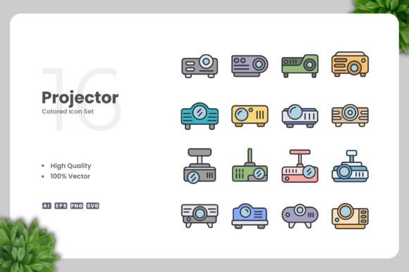 Projector Colored Icons for Modern Design