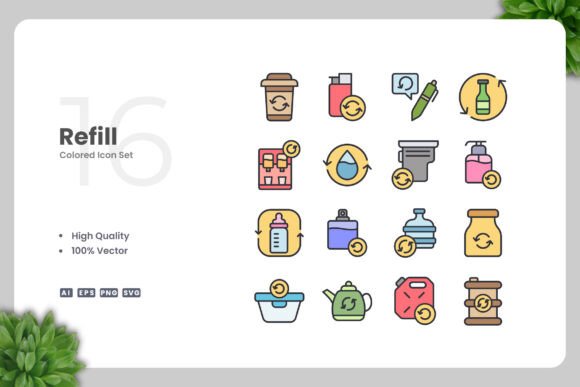 Refill Colored Icons: A Versatile Vector Set for Modern Design Projects