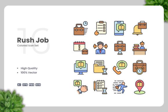 Rush Job Colored Icons: Simple, Clean Design for Every Creative Project