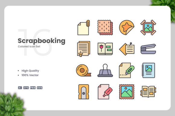 Scrapbooking Colored Icons: Evaluating a Versatile Vector Icon Set for Digital and Print Projects