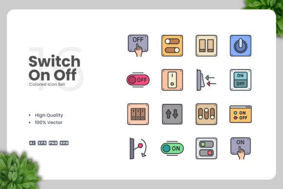 Switch on off Colored Icons for Every Creative and Professional Project