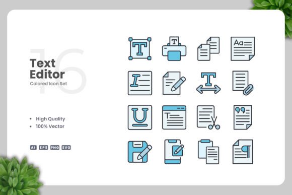 Text Editor Colored Icons for Modern Design