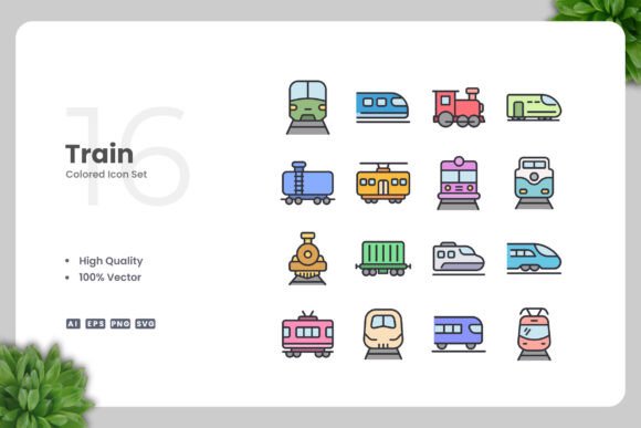 Train Colored Icons: Simple, Clean Vector Graphics for Modern Digital and Print Projects