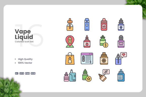 Vape Liquid Colored Icons for Clean Digital Design